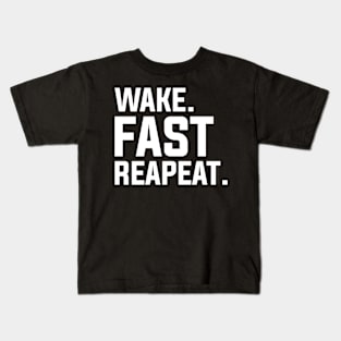 Funny Wake Fast Repeat Graphic Sarcastic Kids T-Shirt